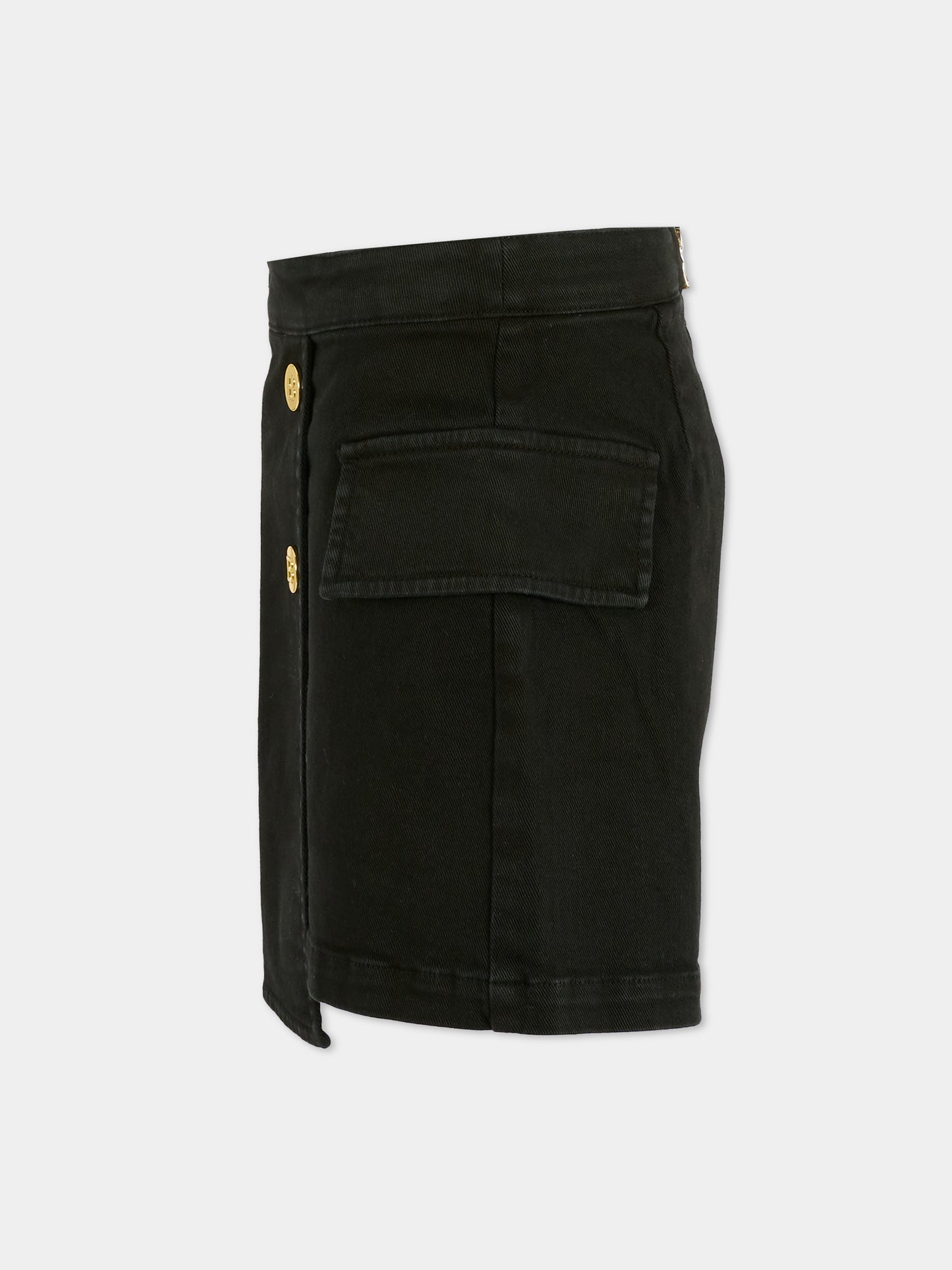 Shorts neri per bambina con bottoni oro,Balmain Kids,BX6C29-D0039 930OR