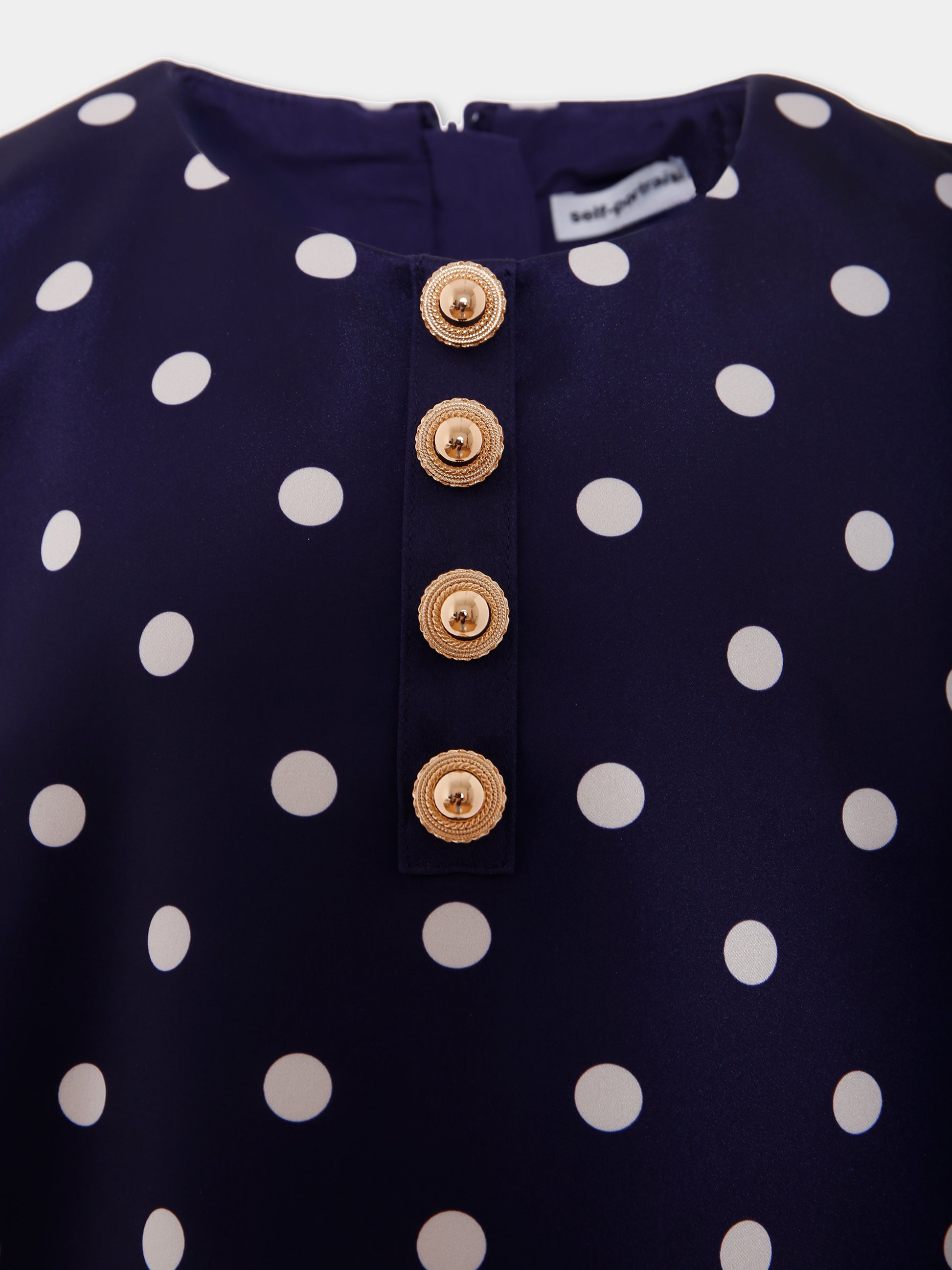 Vestito blu per bambina con pois all over,Self-portrait,PF25-718S-BL