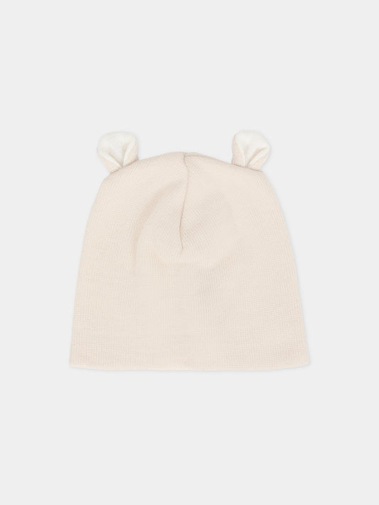 Berretto beige per neonati con orecchie,Little Bear,2115 BURRO/LATTE