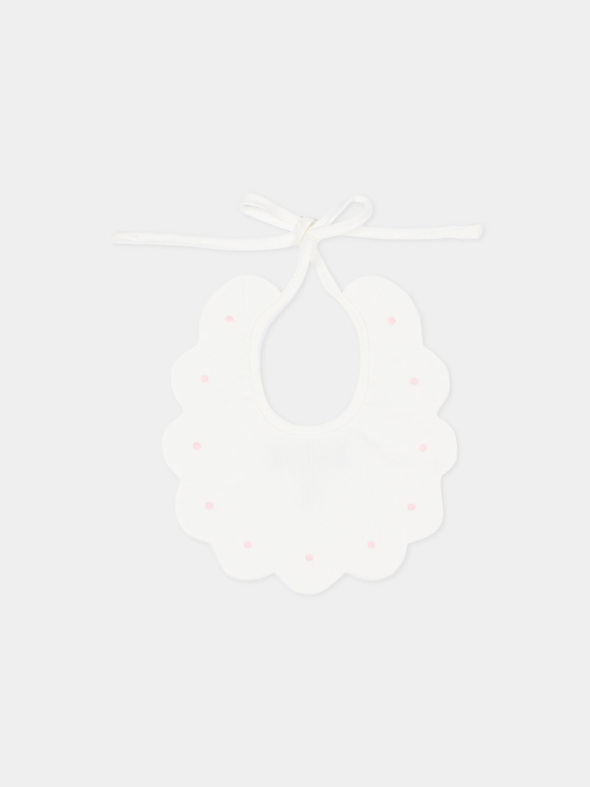 Bavaglino bianco per neonata con pois,Little Bear,2042 LATTE/ROSA
