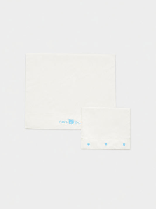 Set lenzuola bianco per neonato con orsetto e logo,Little Bear,2044 LATTE/CIELO