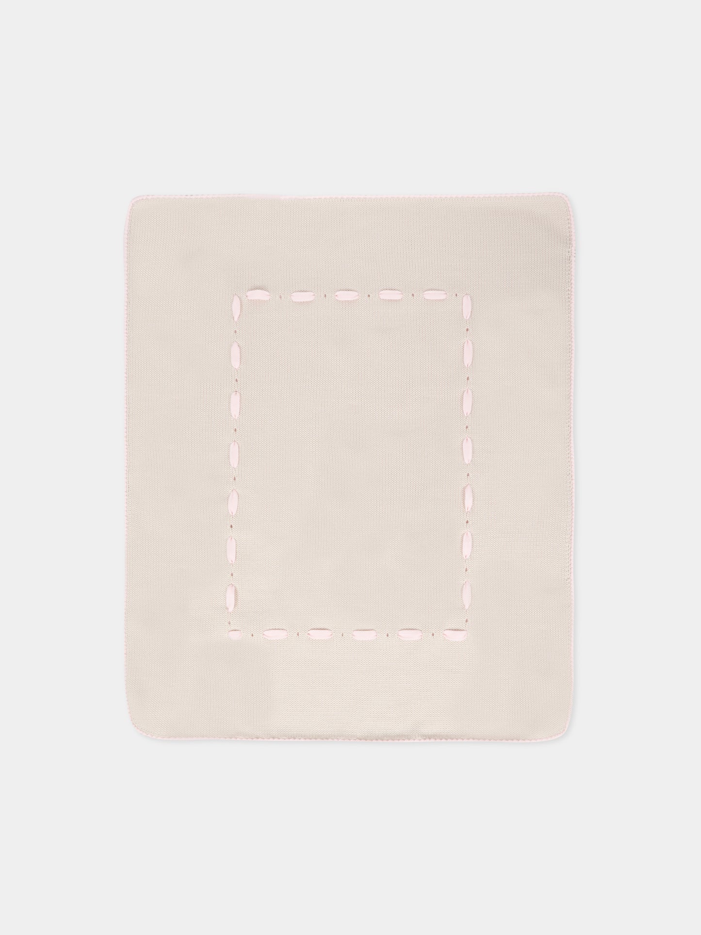 Coperta beige per neonata con nastro rosa,Little Bear,2000 BURRO/CIPRIA