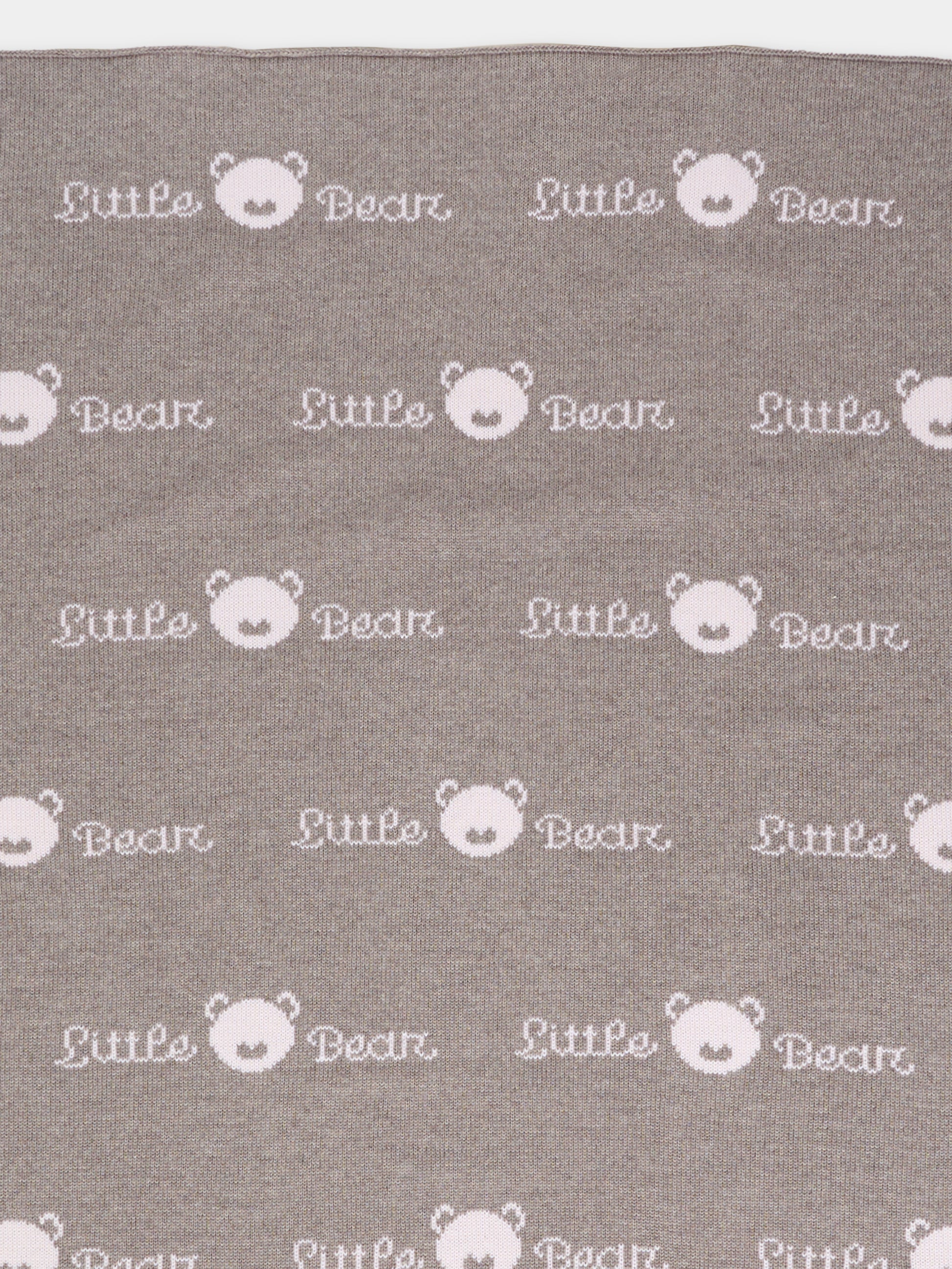 Coperta tortora per neonata con logo,Little Bear,2109 TORTORA/CIPRIA