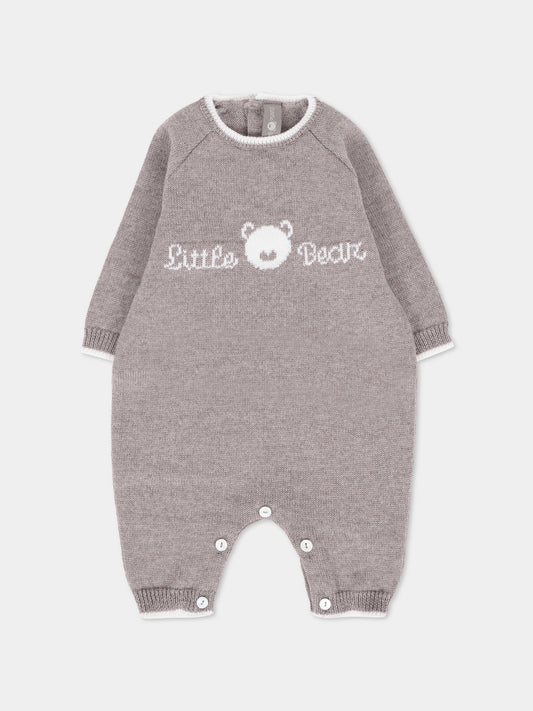 Tutina tortora per neonati con logo,Little Bear,2111 TORTORA/LATTE