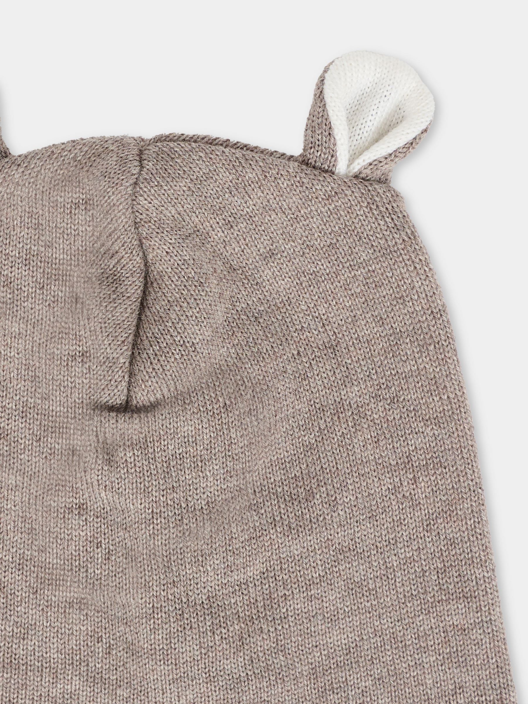 Berretto marrone per neonati con orecchie,Little Bear,2115 TORTORA/LATTE
