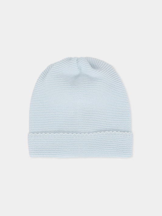 Berretto celeste per neonato con ricamo,Little Bear,2108 CIELO/LATTE