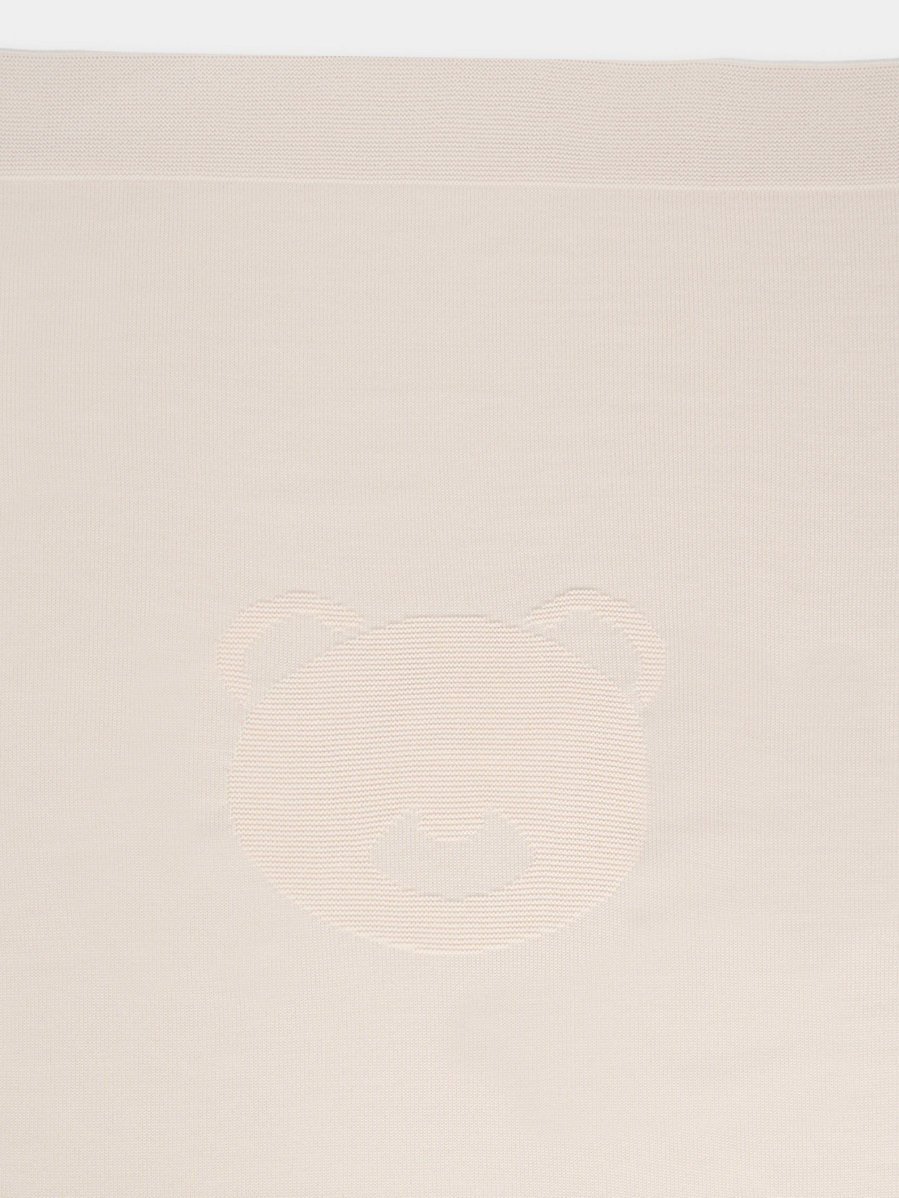 Coperta beige per neonati con orso e logo,Little Bear,2141 BURRO