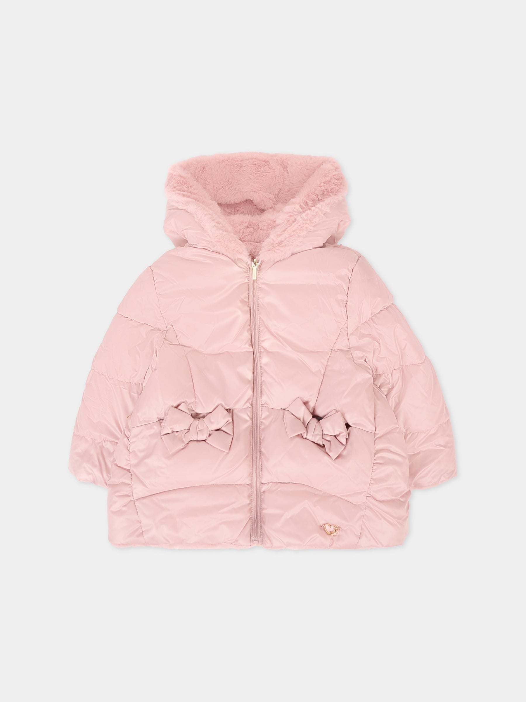 Piumino rosa per neonata con fiocco,Mayoral,2435 081