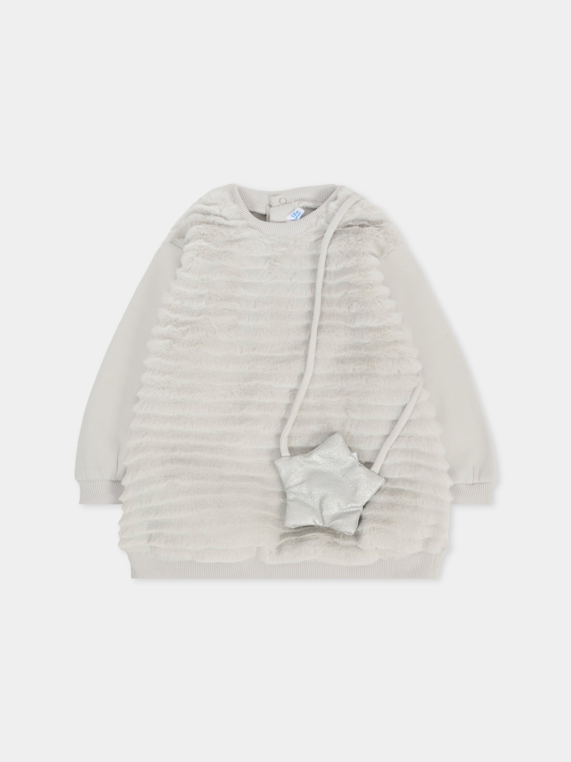 Vestito grigio per neonata con borsa a forma di stella,Mayoral,2919 051