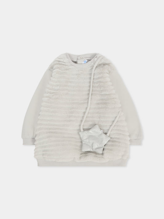 Vestito grigio per neonata con borsa a forma di stella,Mayoral,2919 051