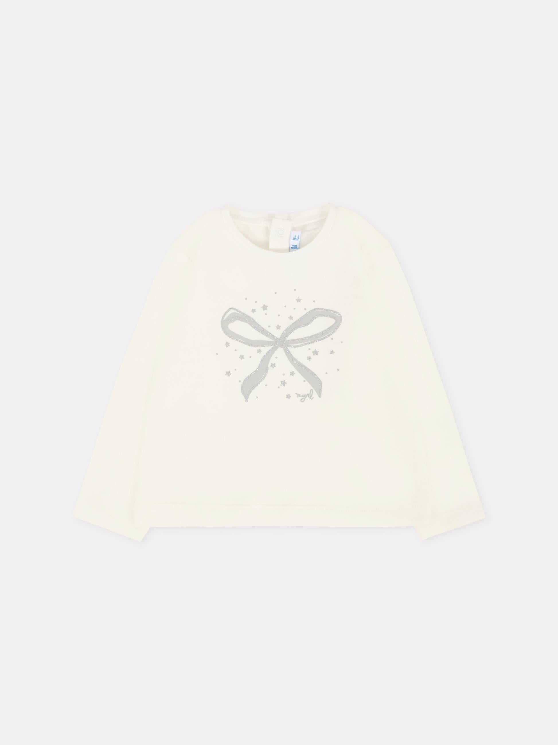 T-shirt avorio per neonata con fiocco,Mayoral,116 065