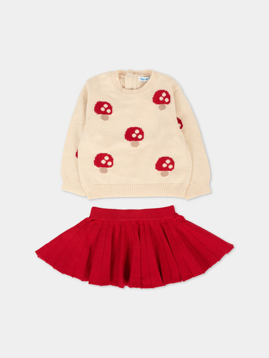 Completo rosso per neonata con funghi,Mayoral,2925 015
