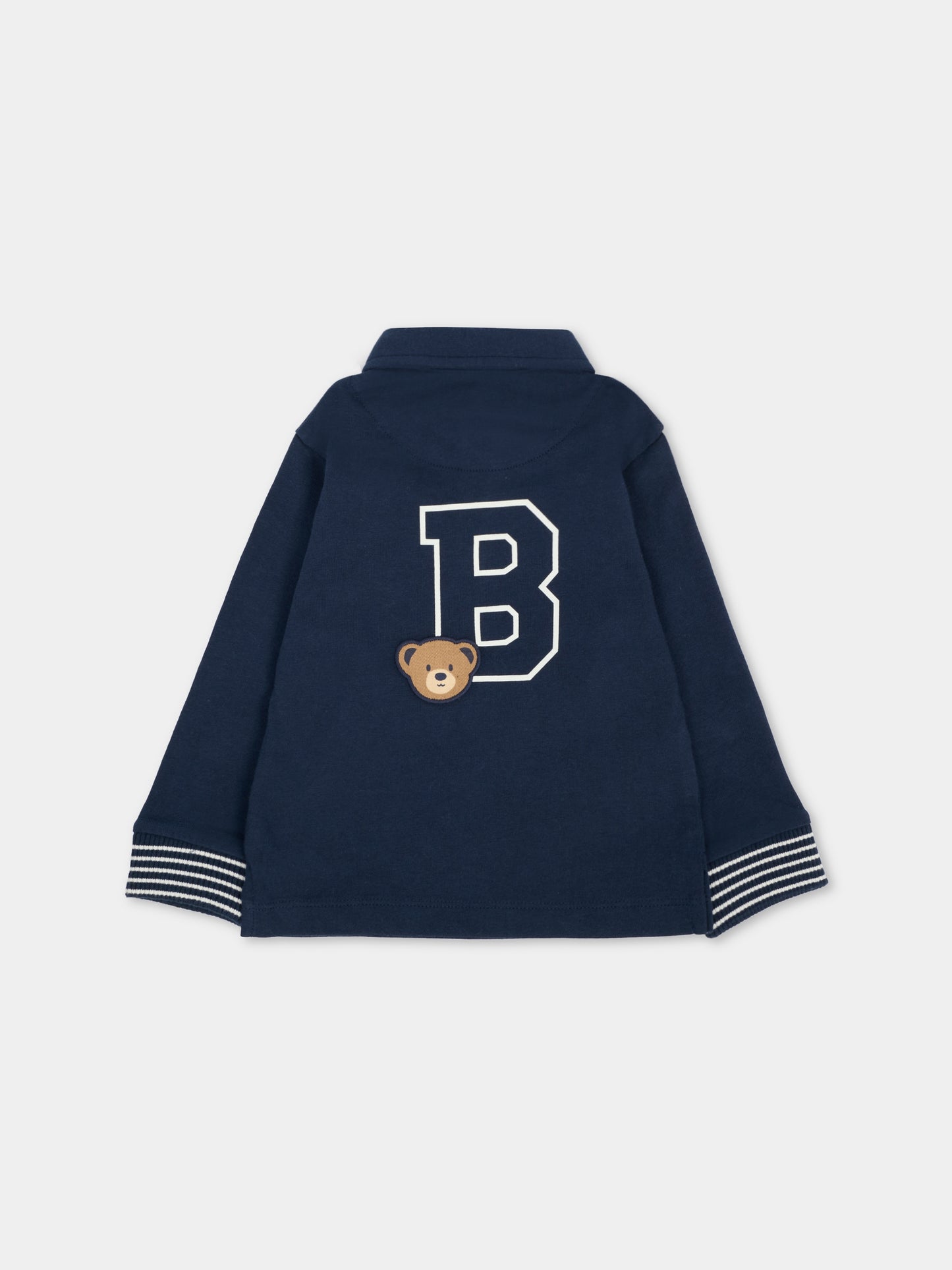 Polo blu con orsetto per neonato,Mayoral,2101 071