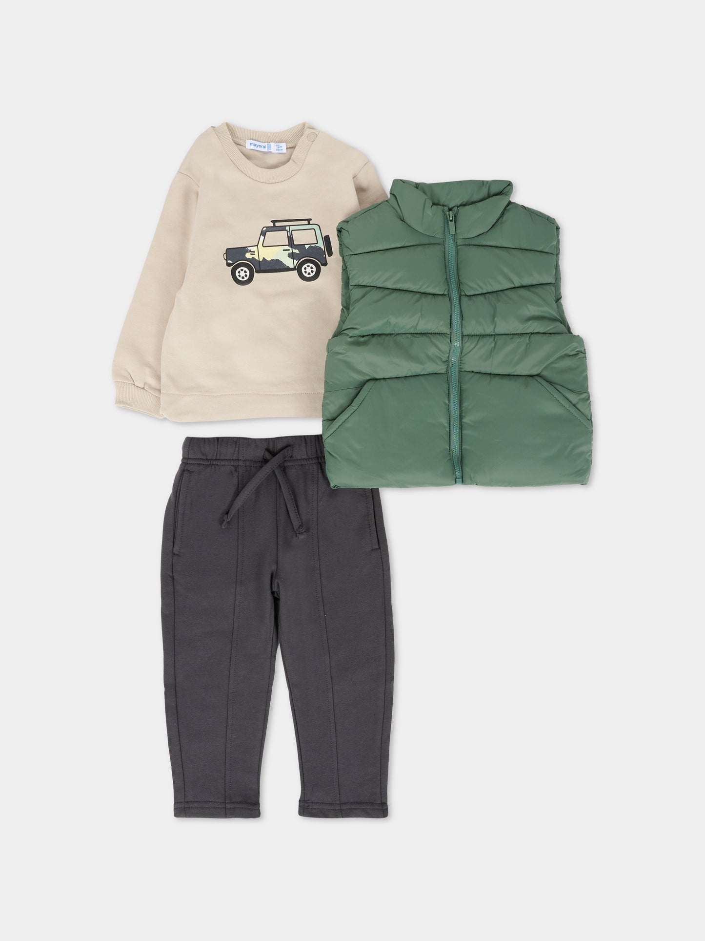 Completo verde per neonato con automobile,Mayoral,2649 020