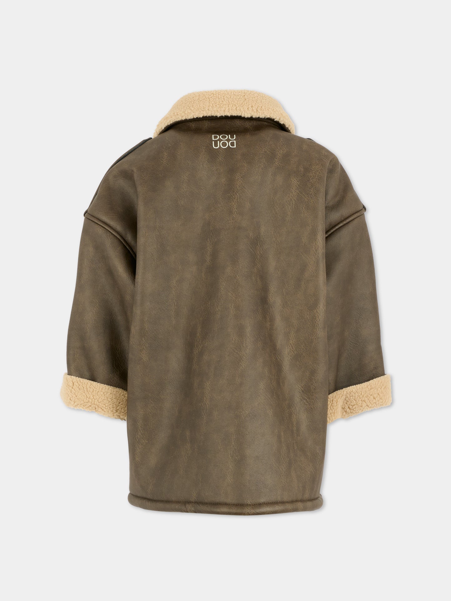 Ecomontone marrone per bambina con logo,Douuod Kids,DX2P70 H0072 320BG