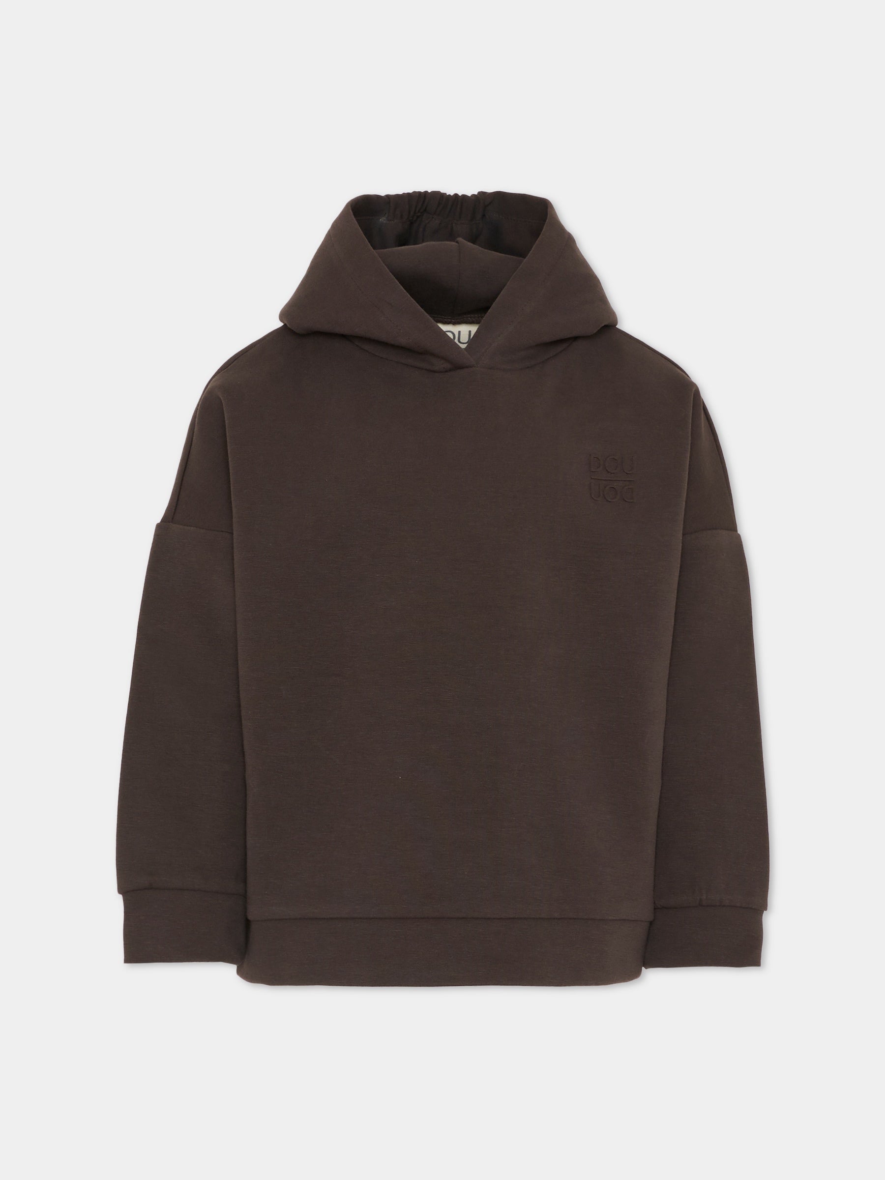 Felpa marrone per bambina con logo,Douuod Kids,DX4P60 Z2858 321
