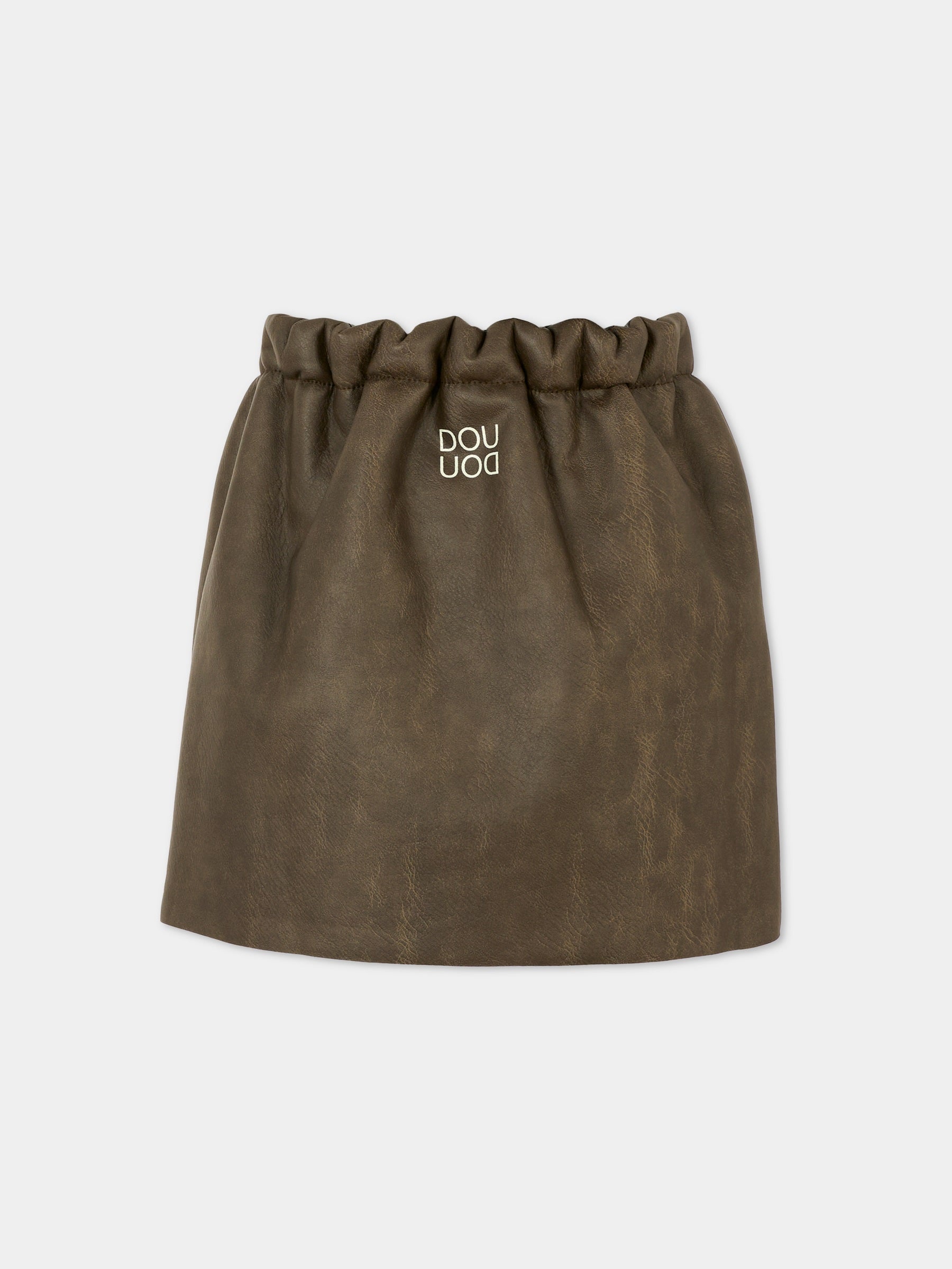 Gonna marrone per bambina con logo,Douuod Kids,DX7A01 H0072 320BG