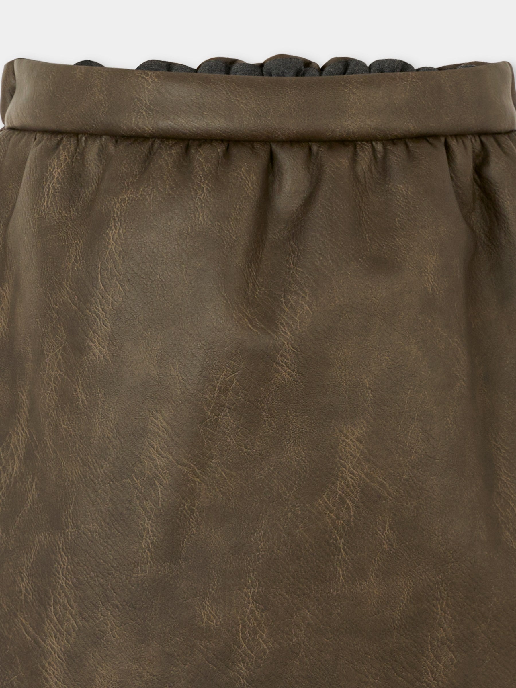 Gonna marrone per bambina con logo,Douuod Kids,DX7A01 H0072 320BG