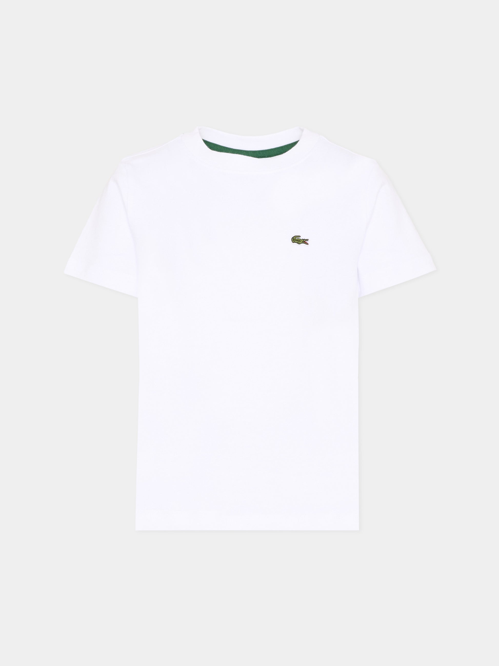 T-Shirt bianca per bambini con logo,Lacoste,7025 W8L