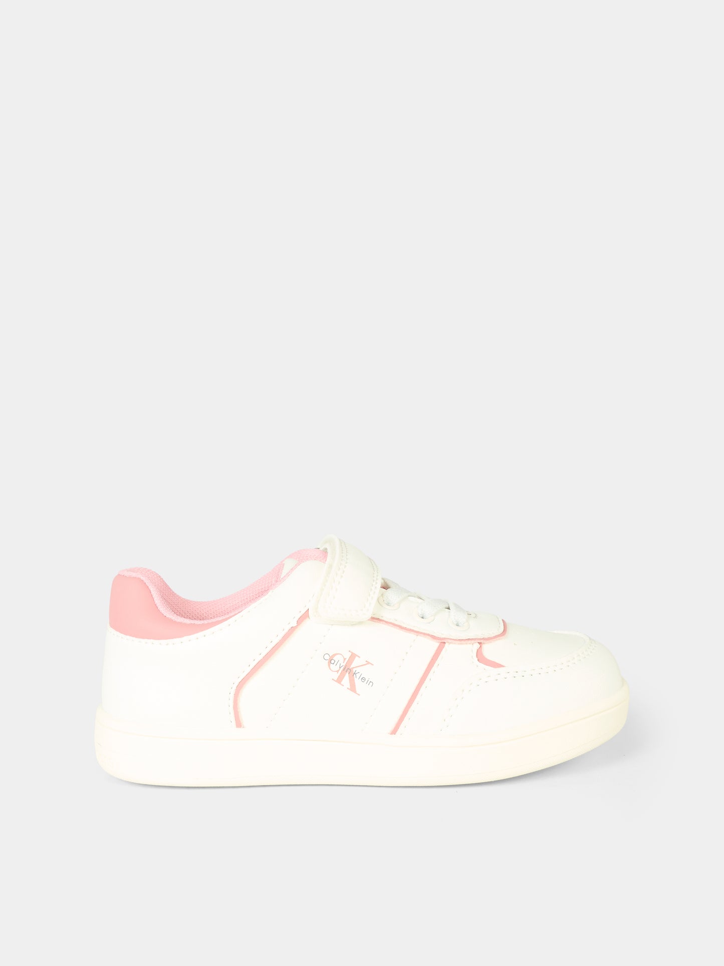 Sneakers bianche per bambina con dettagli rosa,Calvin Klein Kids,V1A9 83082 1355A708