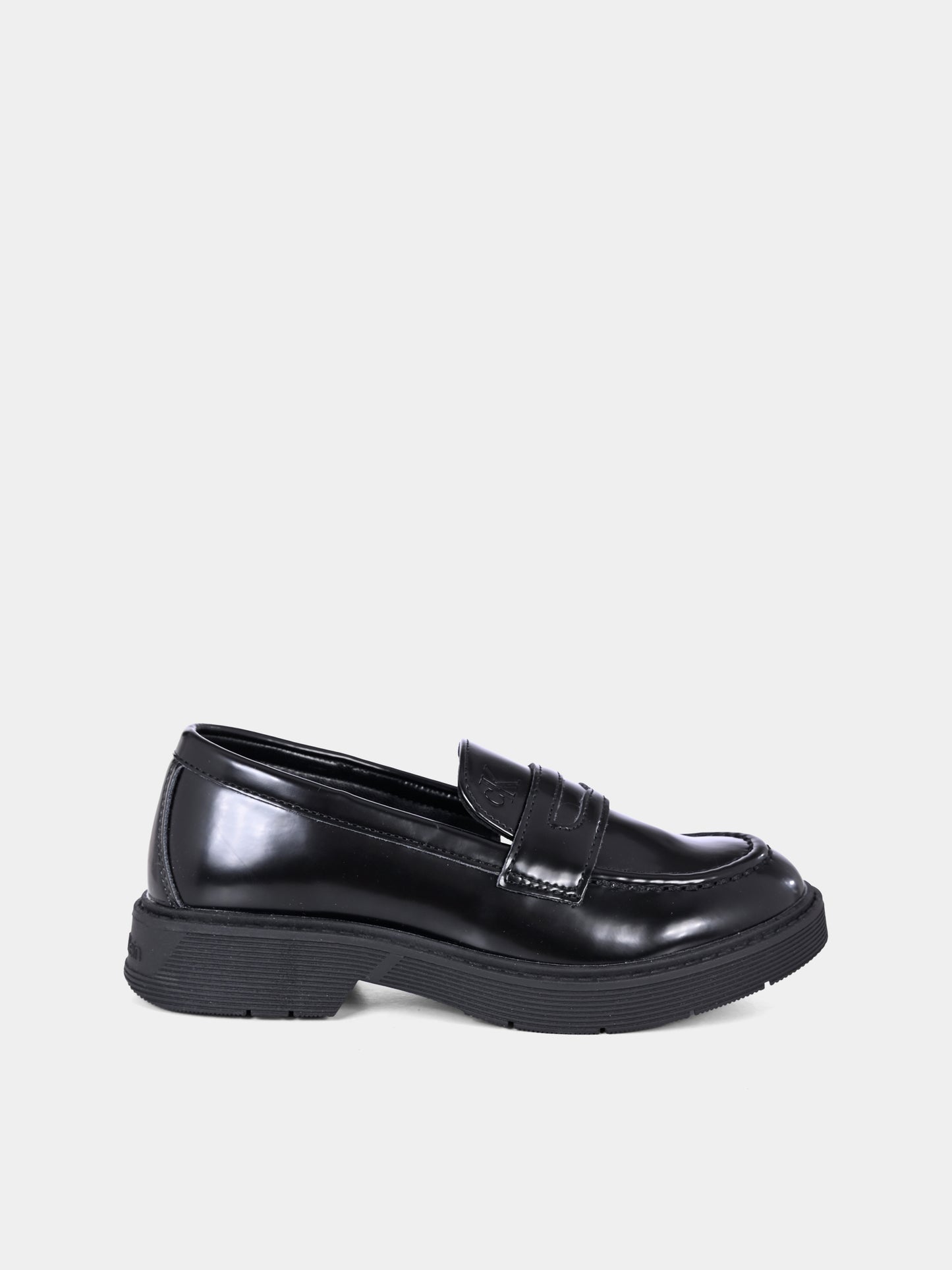 Mocassini neri per bambini con logo,Calvin Klein Kids,V3X4 83181 1453999