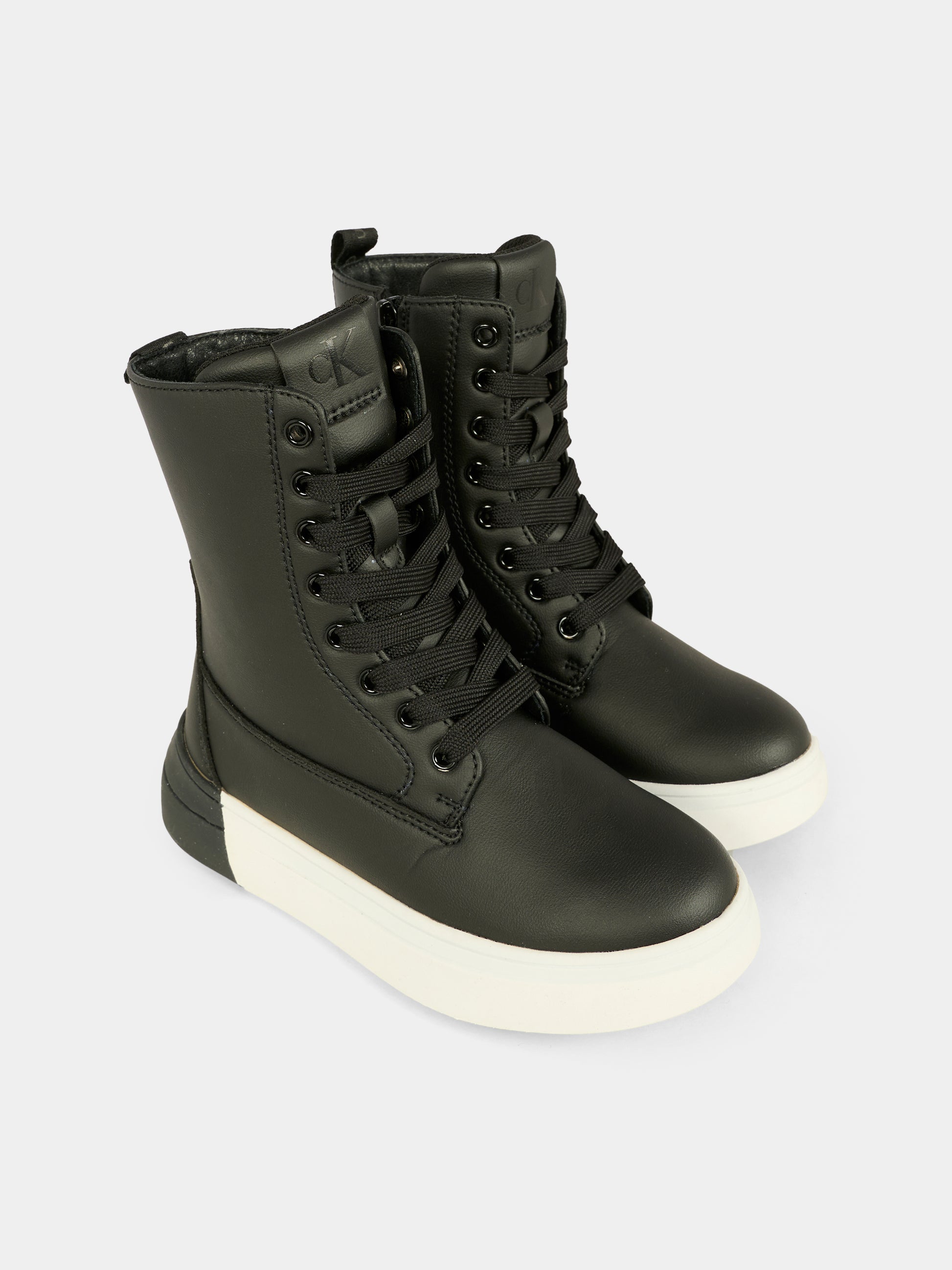 Stivali neri per bambini con logo,Calvin Klein Kids,V3X5 83168 1355999