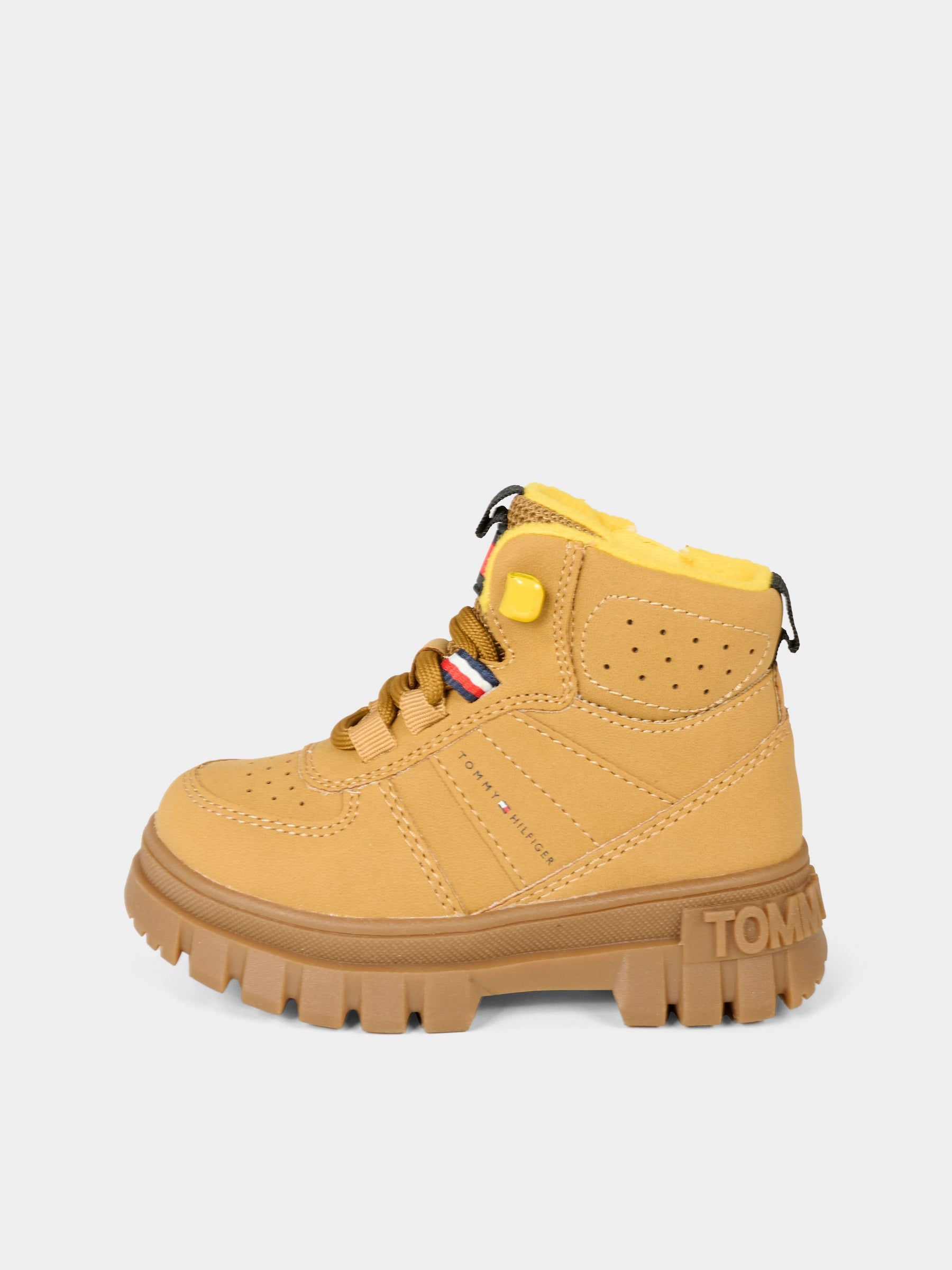 Stivali giallo ocra per neonato con logo,Tommy Hilfiger Junior,T1X5 34127 1696206