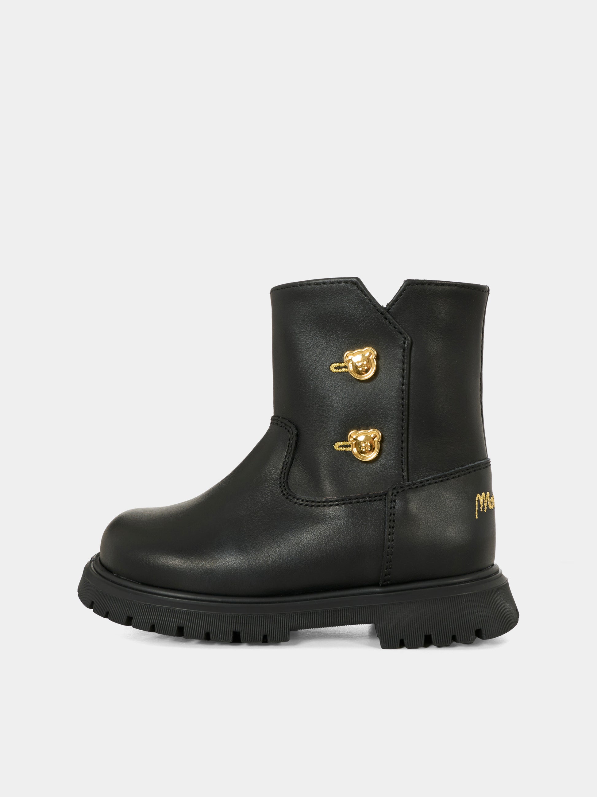 Stivali neri per bambina con logo,Moschino Kids,81869 - VAR1