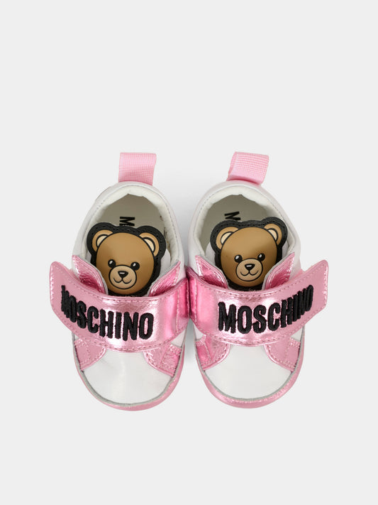 Sneakers rosa per neonata con Teddy Bear,Moschino Kids,81811 - VAR1