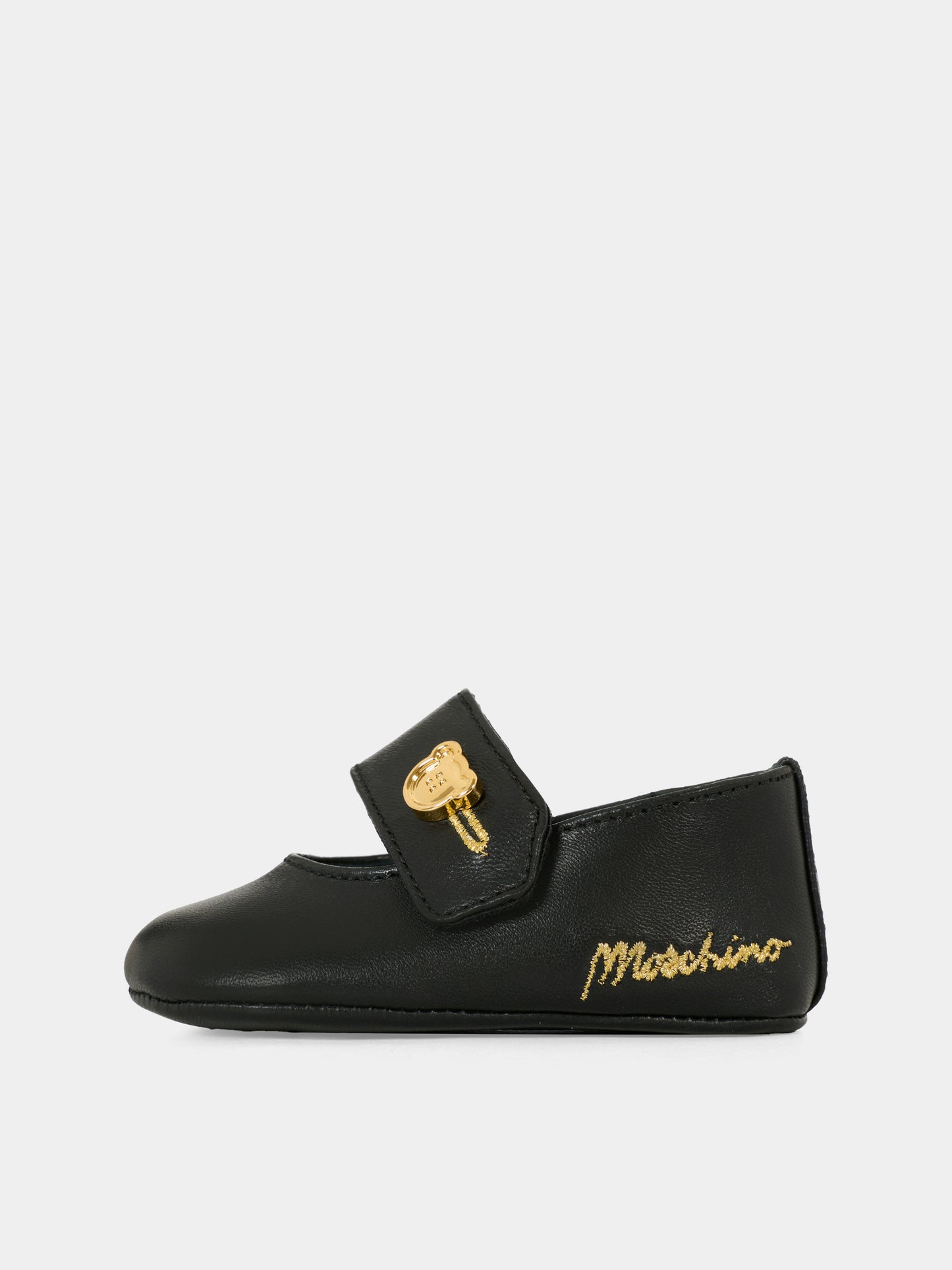 Ballerine nere per neonata con logo,Moschino Kids,81803 - VAR1