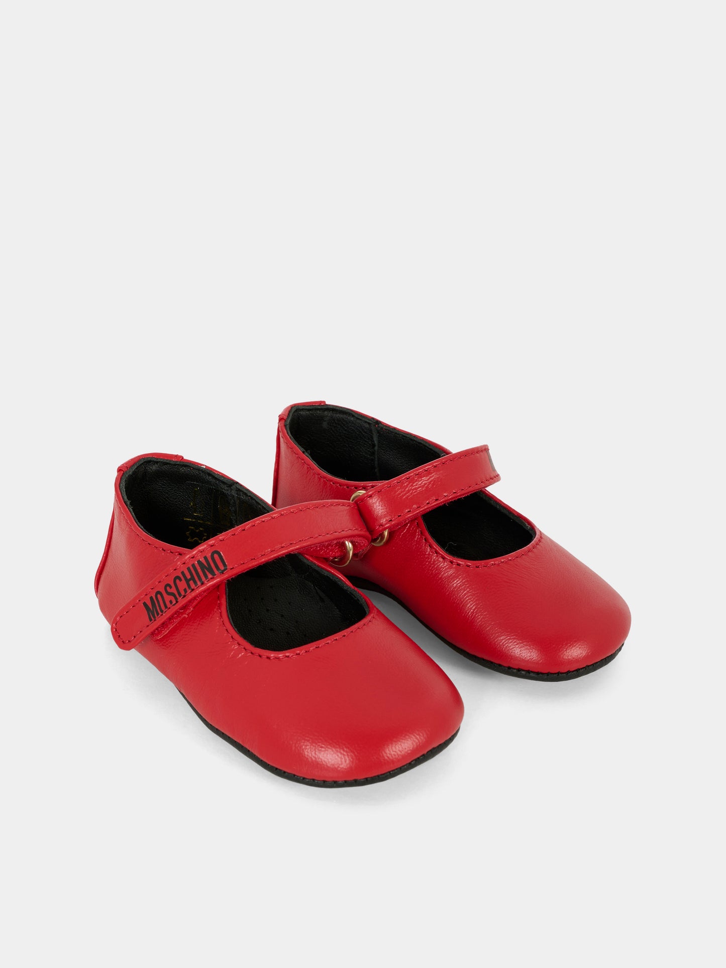 Ballerine rosse per neonata con logo,Moschino Kids,81801 - VAR3