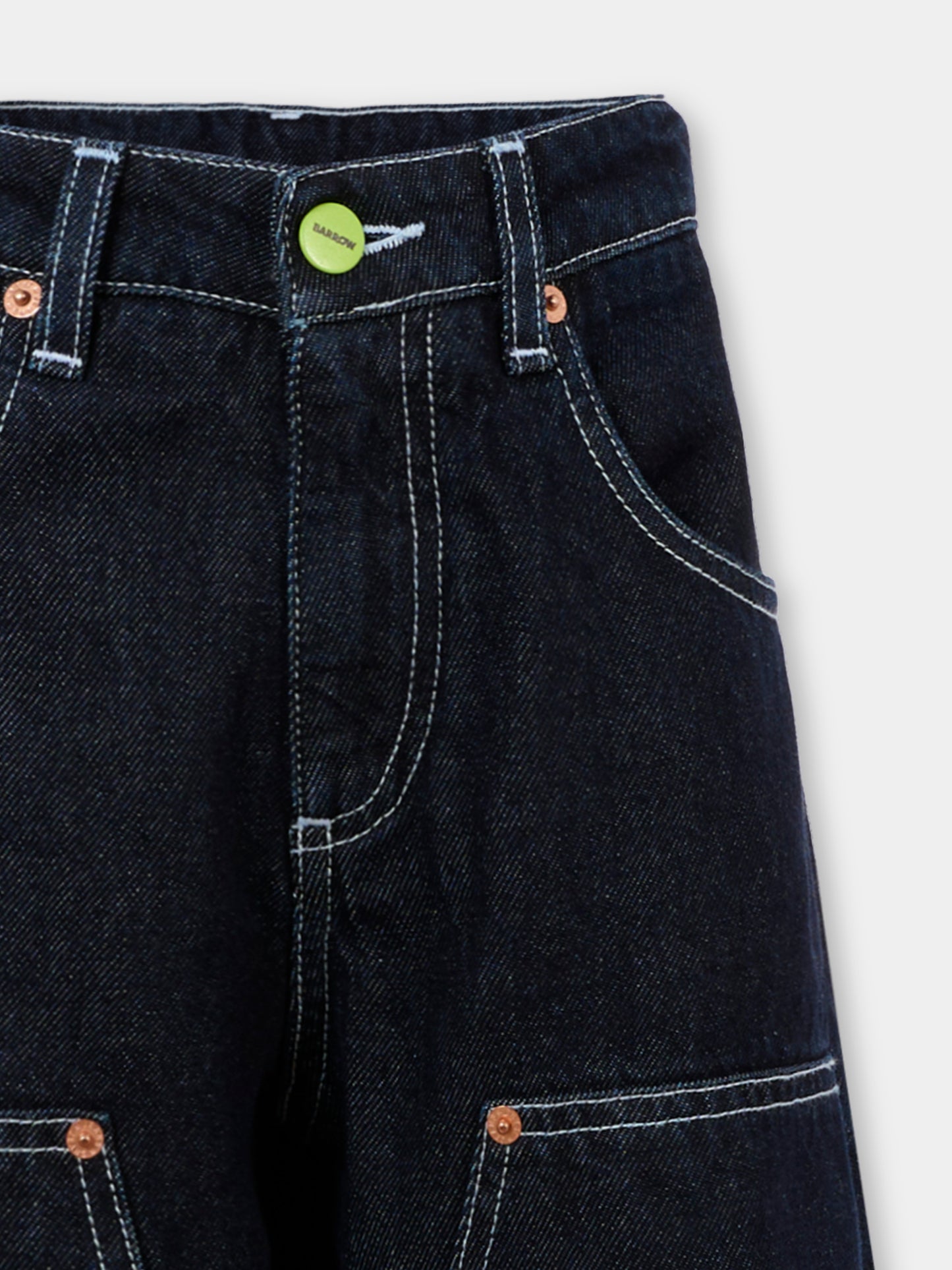 Jeans denim blu per bambino con patch logato,Barrow,F5BKJGDP206 126