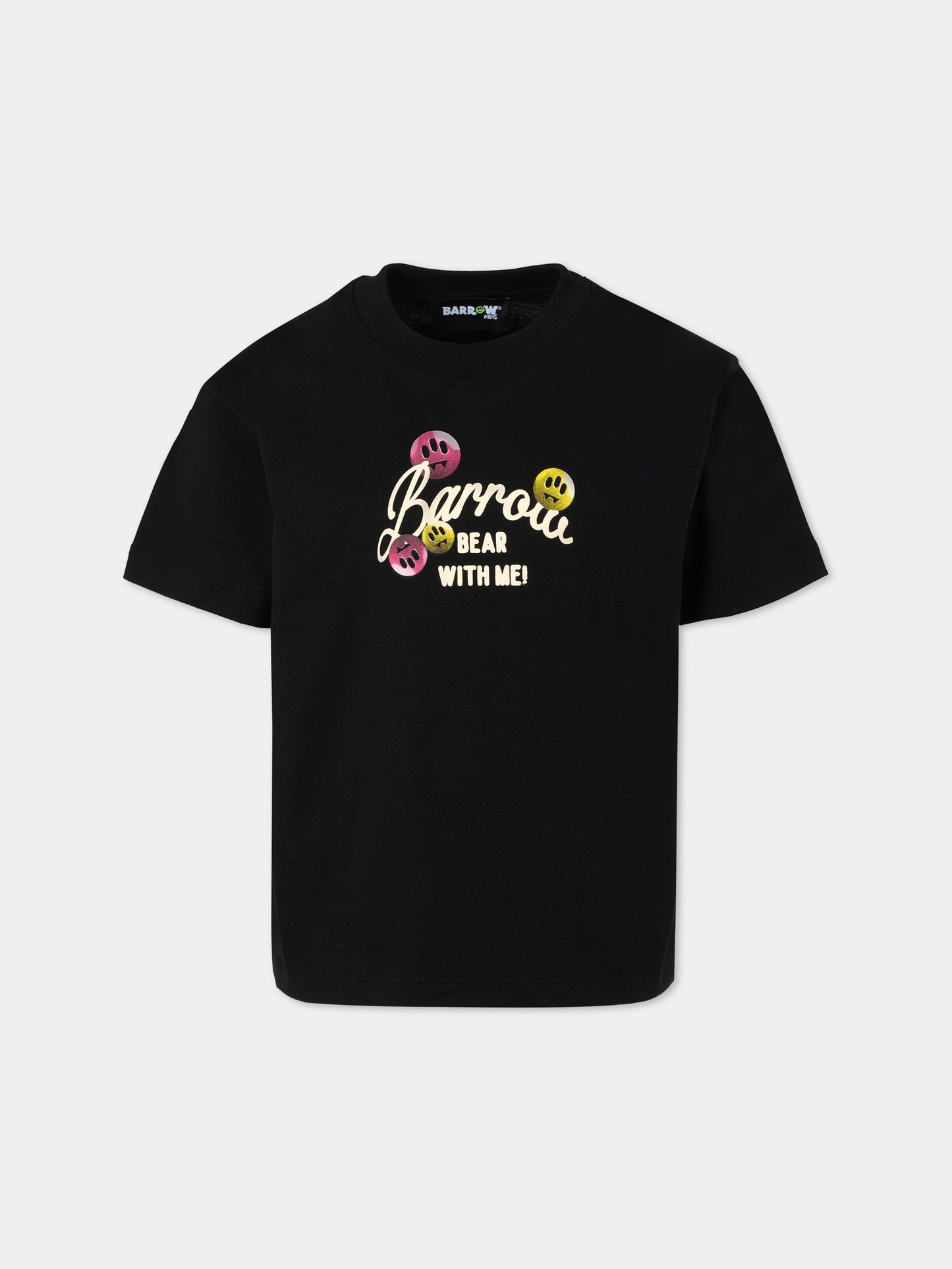 T-shirt nera per bambina con stampa Bear,Barrow,F5BKJGTH203 110