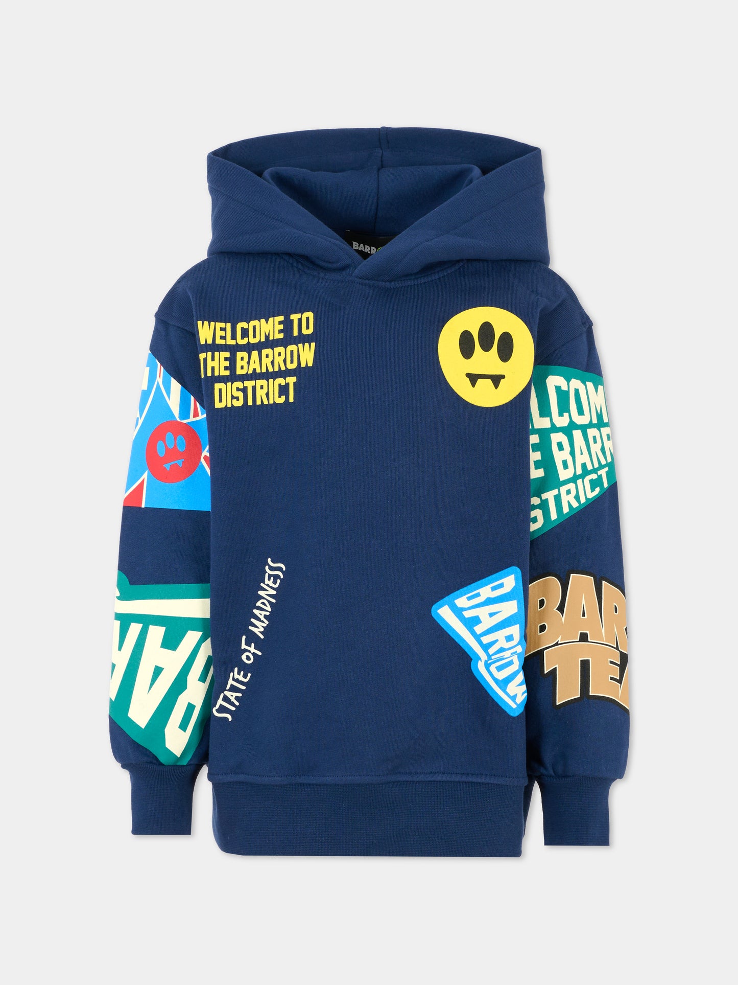 Felpa blu per bambino con smile e scritte,Barrow,F5BKJUHS078 060