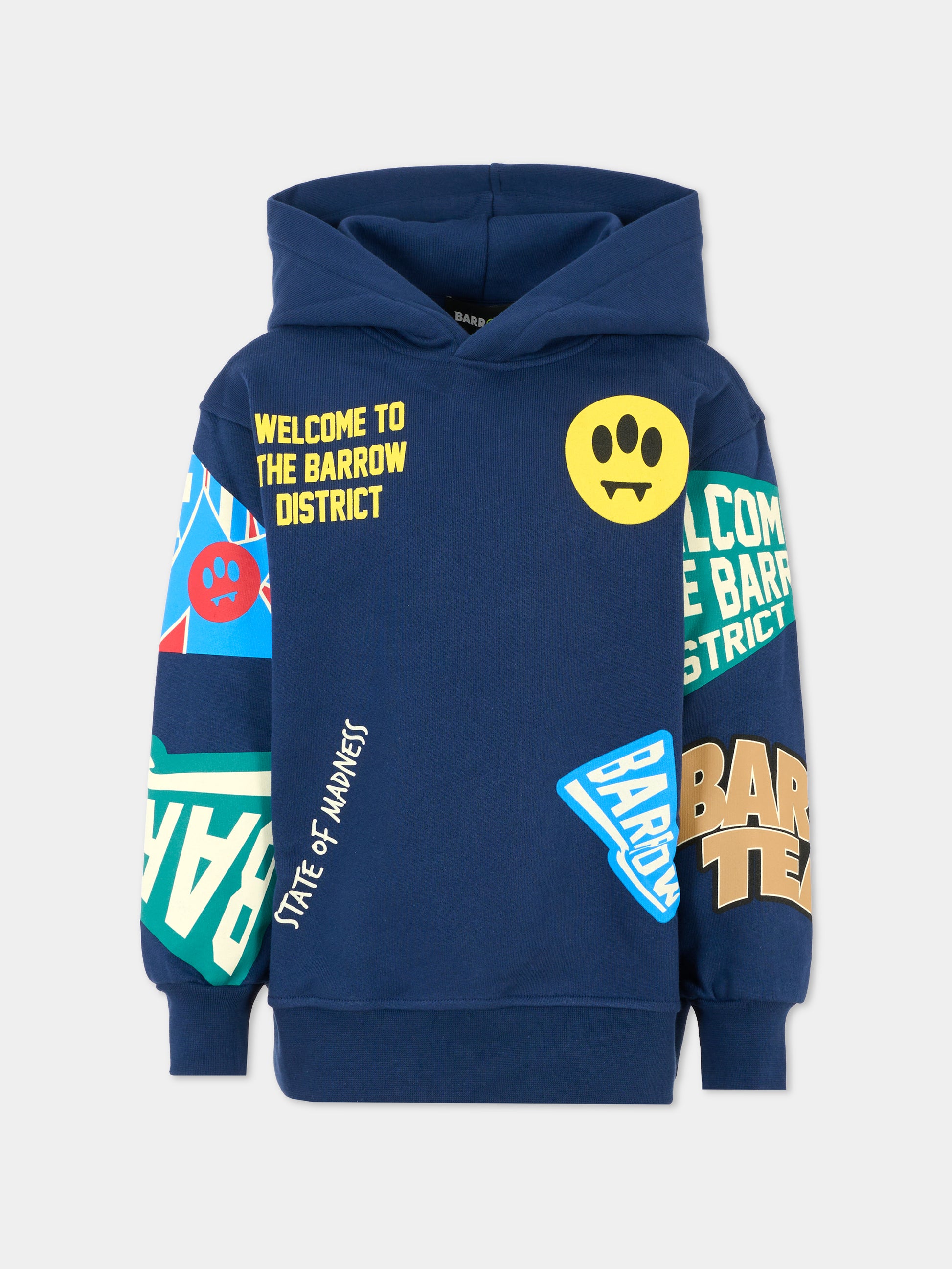 Felpa blu per bambino con smile e scritte,Barrow,F5BKJUHS078 060