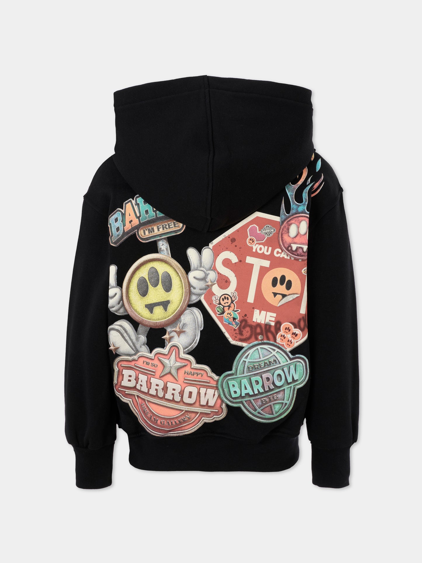 Felpa nera per bambino con stampa multicolor,Barrow,F5BKJUHS224 110