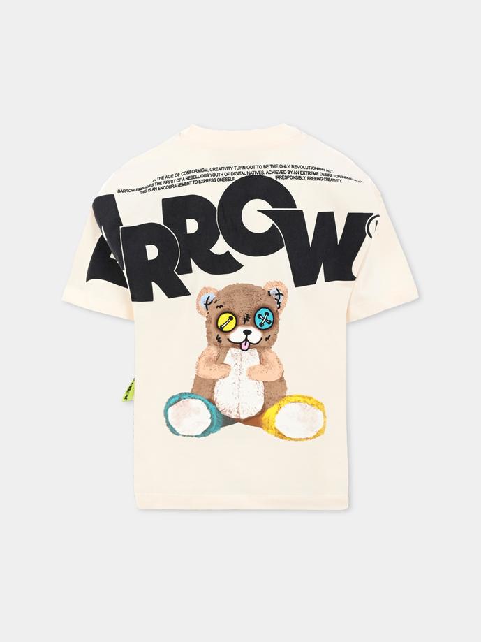 T-shirt avorio per bambini con stampa Bear,Barrow,F5BKJUTH046 013