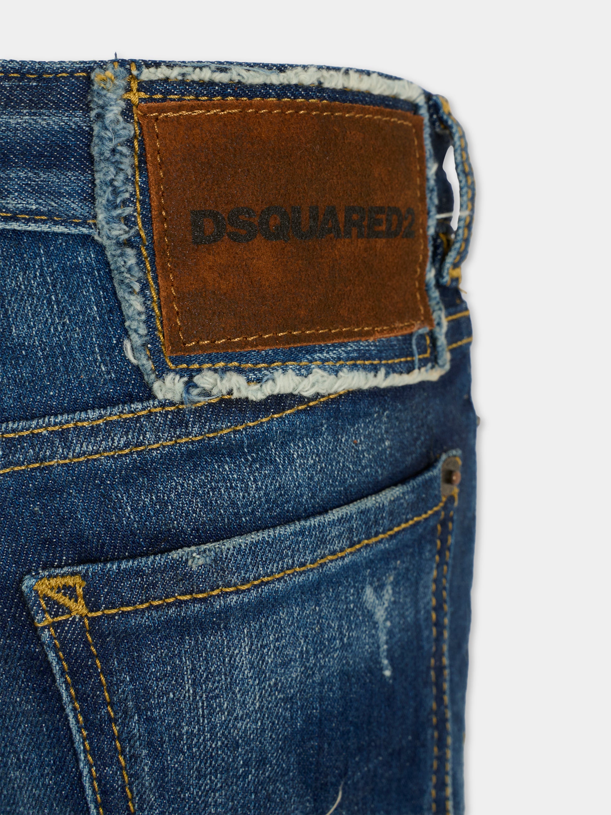 Jeans blu per bambino con patch logato,Dsquared2,DQ2241-D0AER-DQ01
