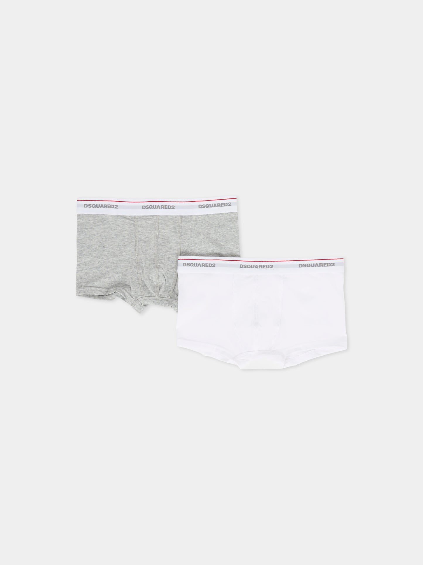 Set boxer bianco per bambino con logo,Dsquared2,DQ2479-D008J-DQC07