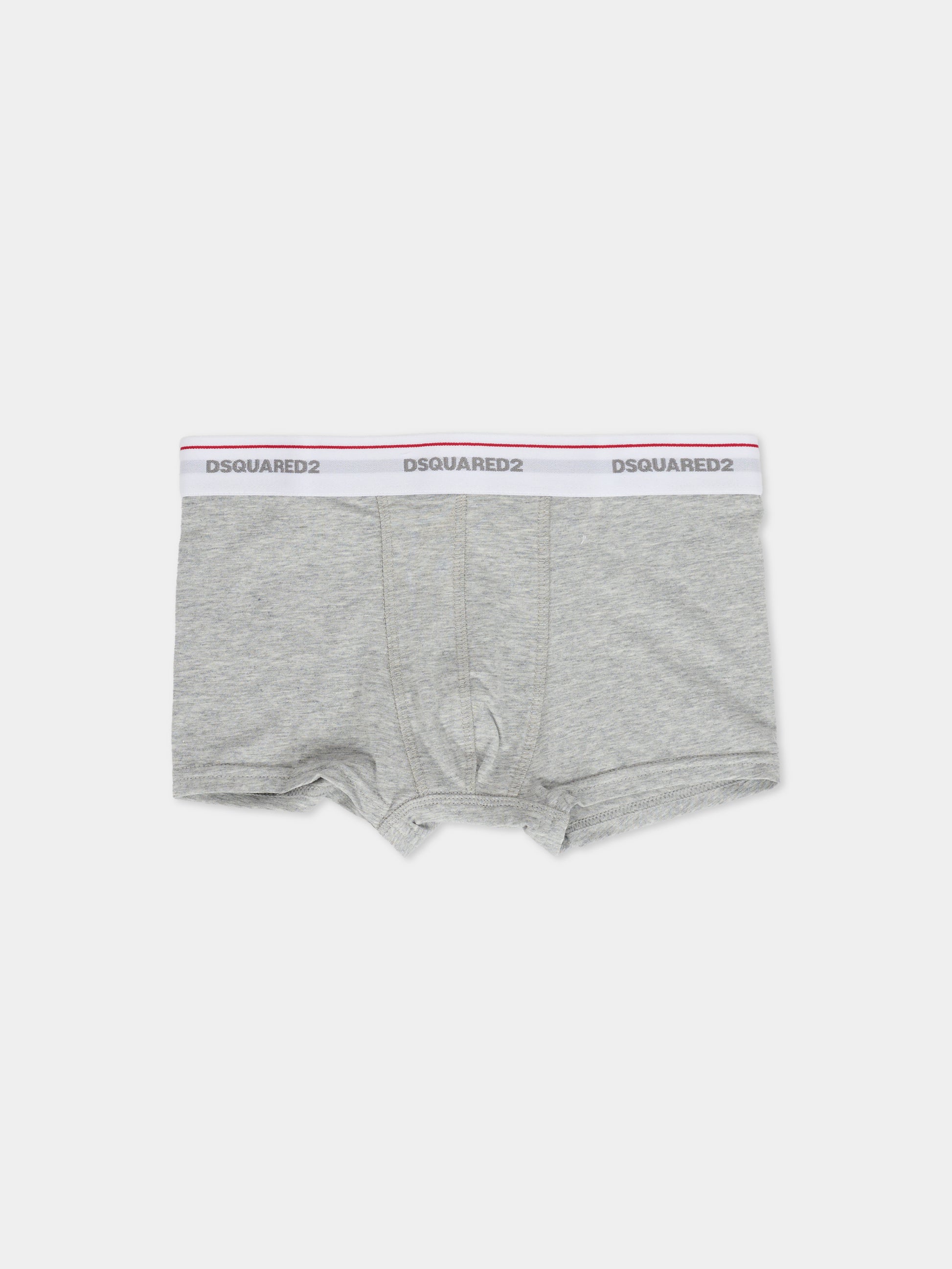 Set boxer bianco per bambino con logo,Dsquared2,DQ2479-D008J-DQC07