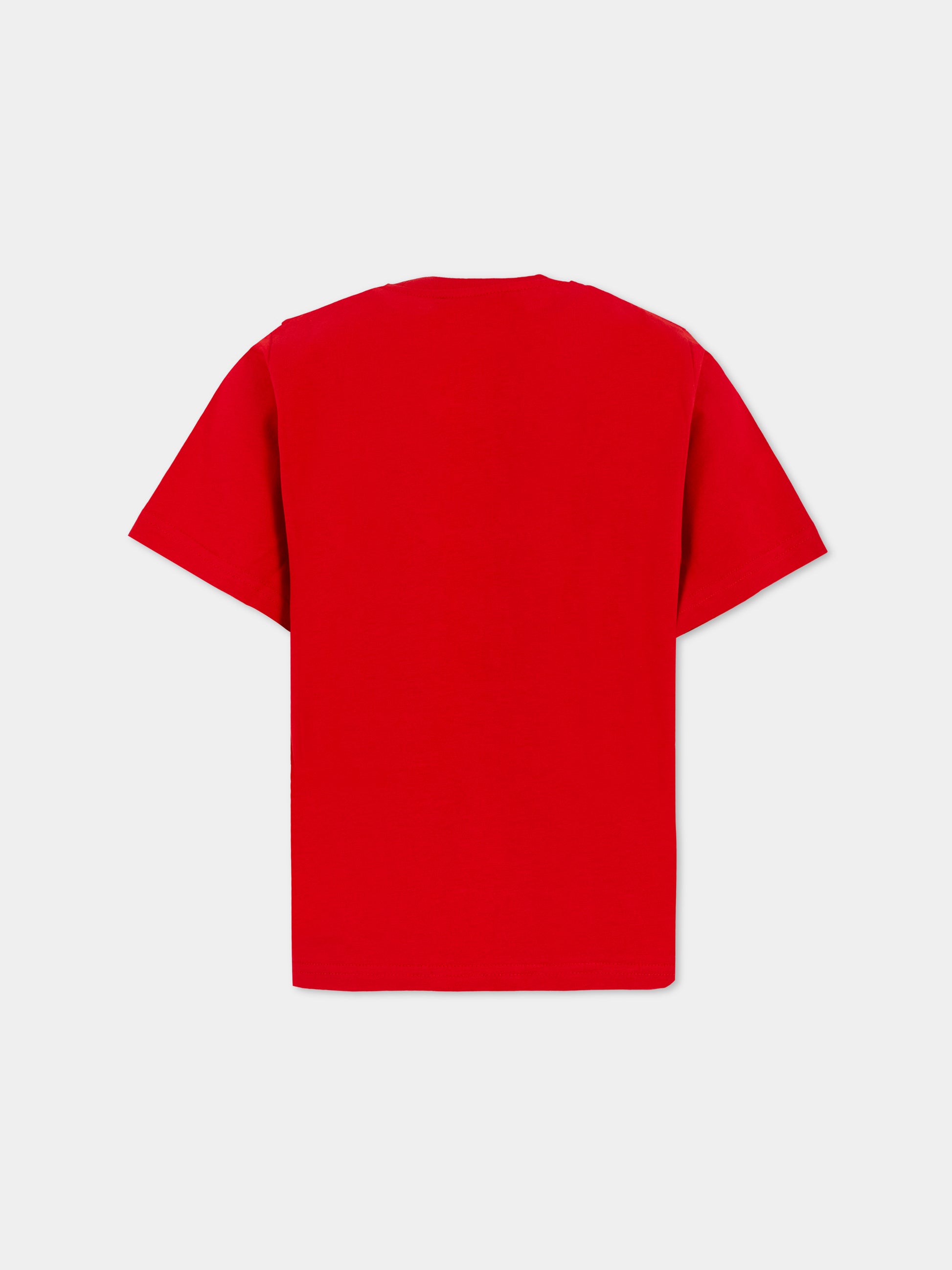 T-shirt rosso per bambini con logo e foglia d'acero,Dsquared2,DQ2982-D00XM-DQ423