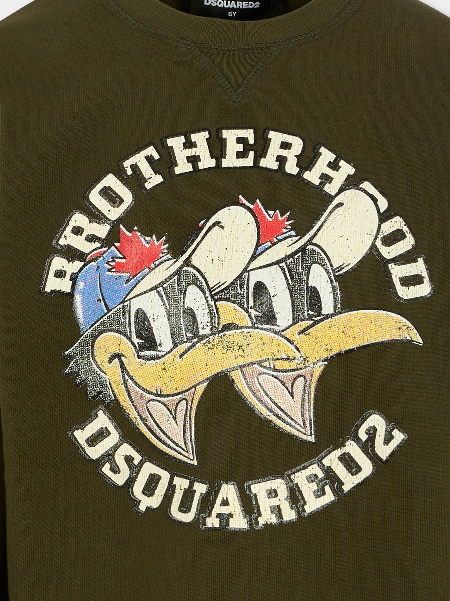 Felpa verde per bambino con stampa paperi,Dsquared2,DQ3003-D0AEY-DQ518