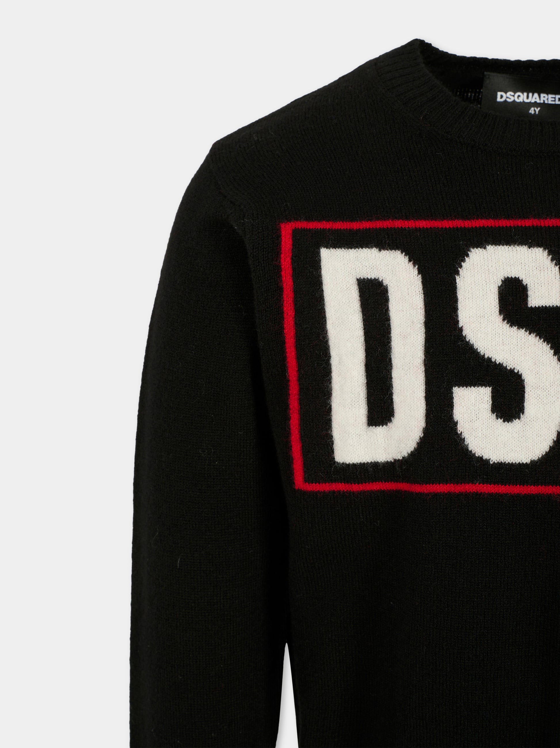 Maglione nero per bambino con logo,Dsquared2,DQ3071-D0AFF-DQ900