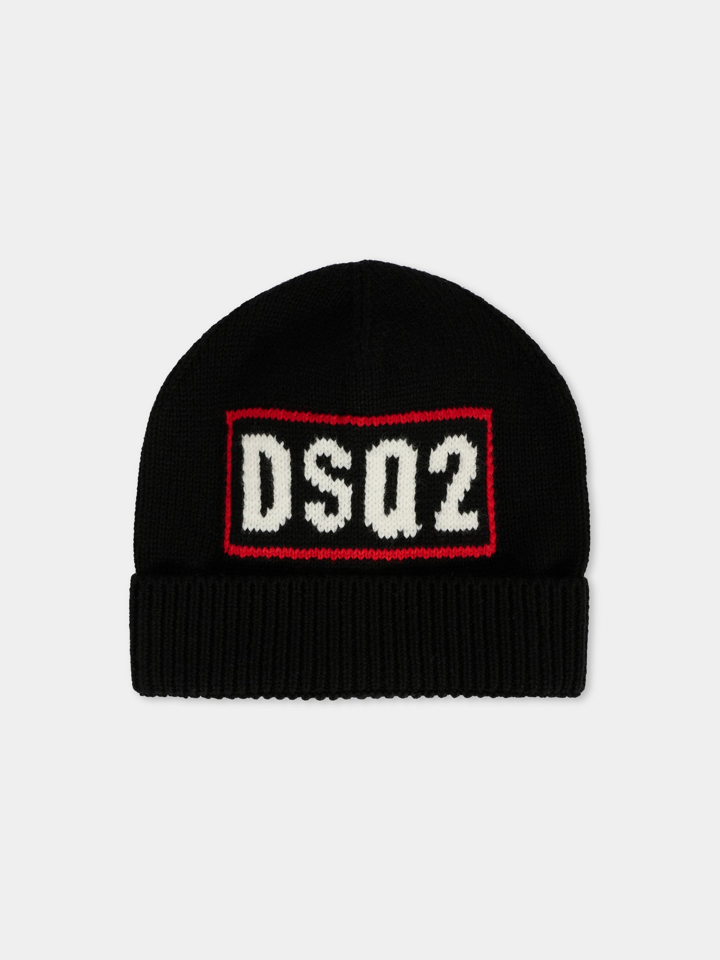 Berretto nero per bambino con logo,Dsquared2,DQ3122-D0AFJ-DQ900