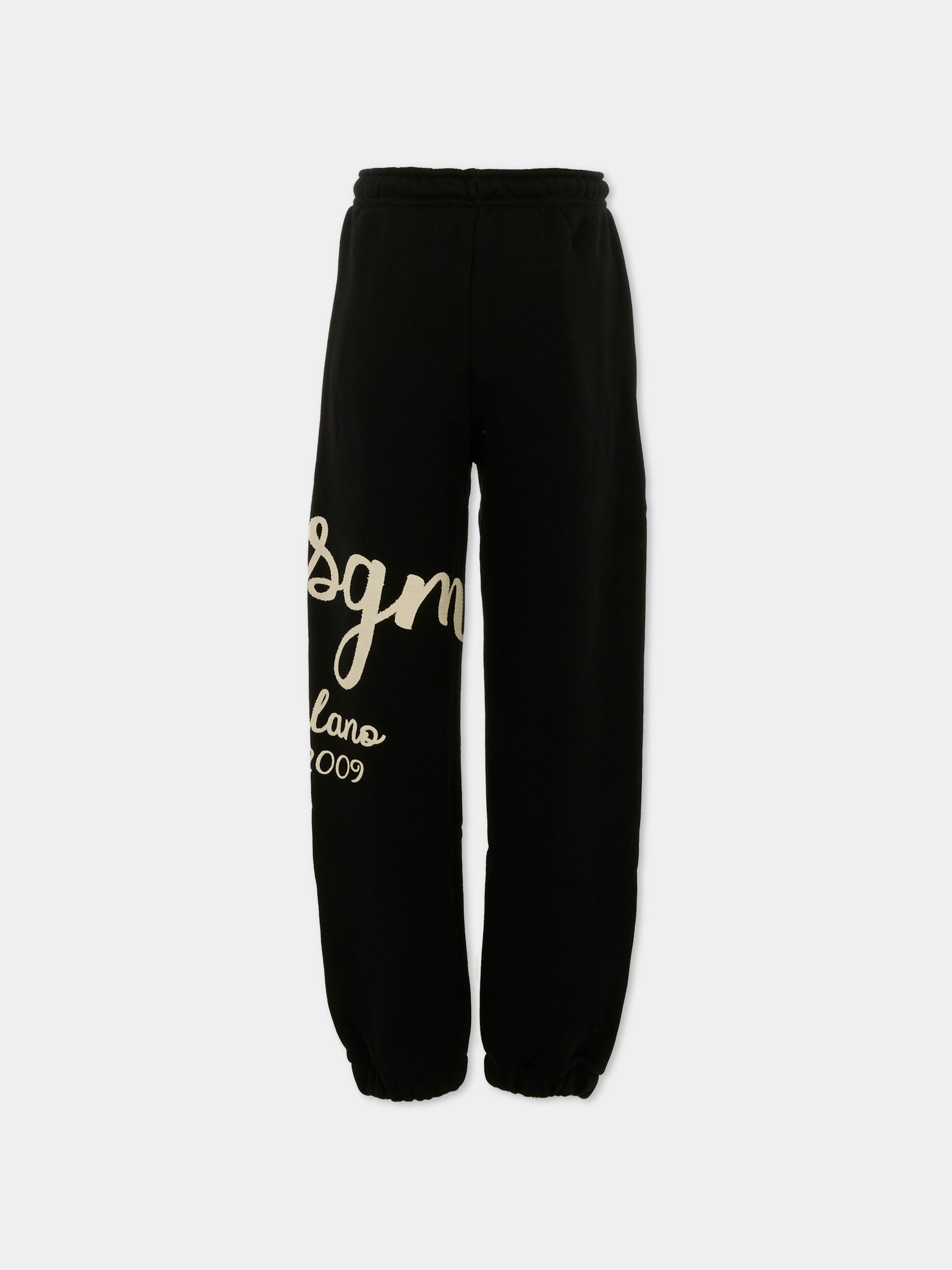 Pantaloni neri per bambino con logo,Msgm Kids,F5MSJBFP255 110