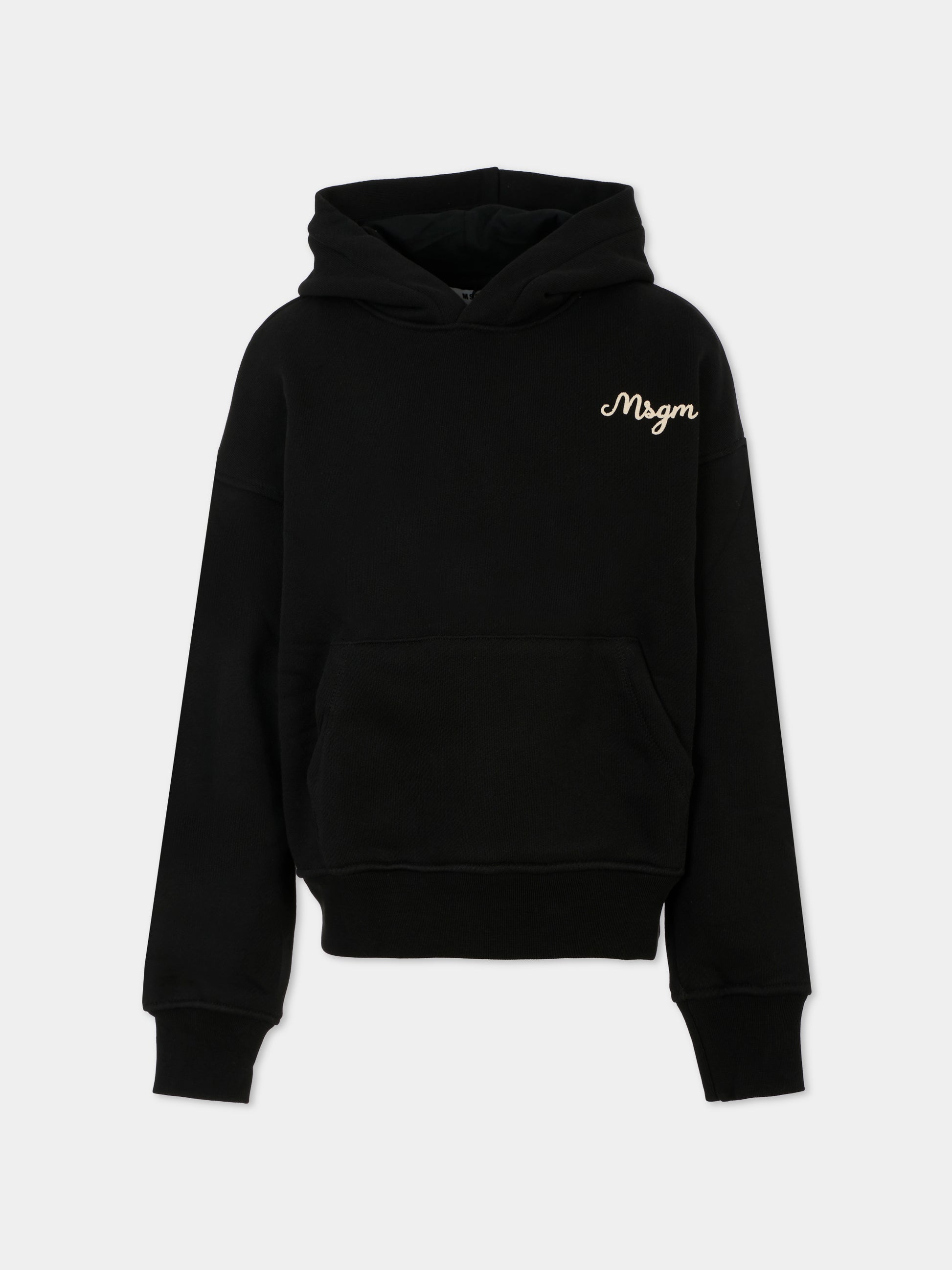 Felpa nera per bambino con logo,Msgm Kids,F5MSJBHS254 110