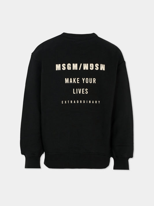 Felpa nera per bambino con logo,Msgm Kids,F5MSJBSW214 110