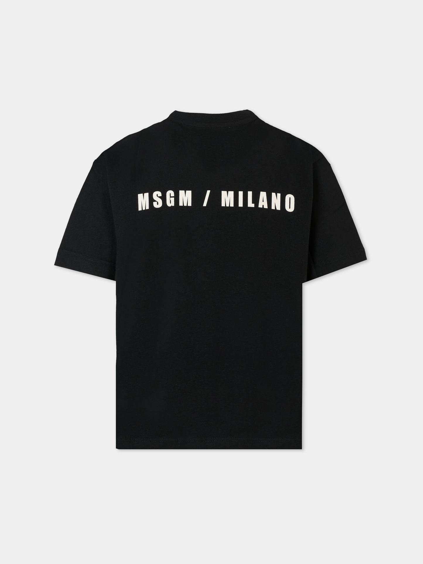 T-shirt nera per bambini con logo,Msgm Kids,F5MSJBTH224 110