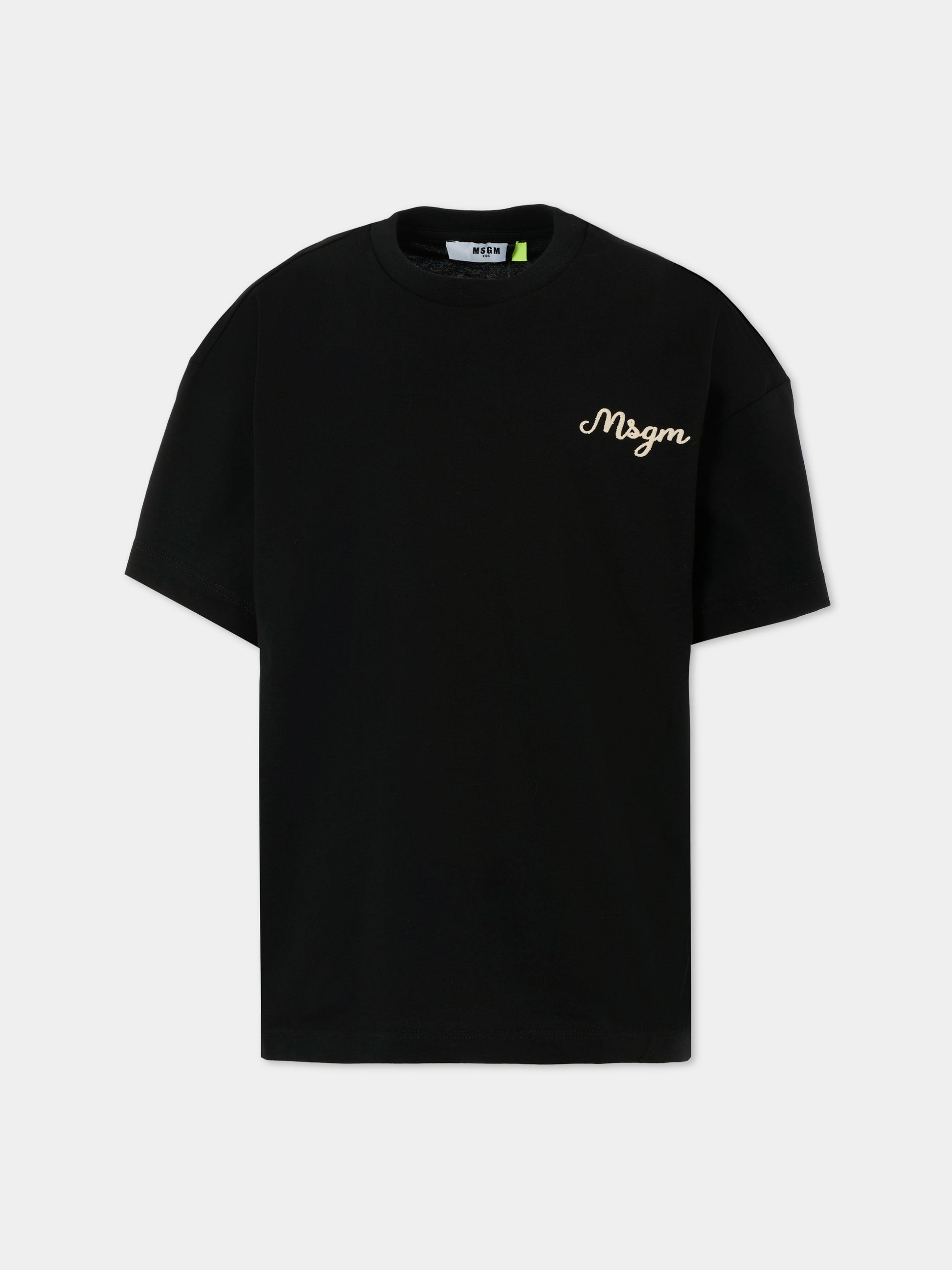 T-shirt nera per bambino con logo,Msgm Kids,F5MSJBTH253 110