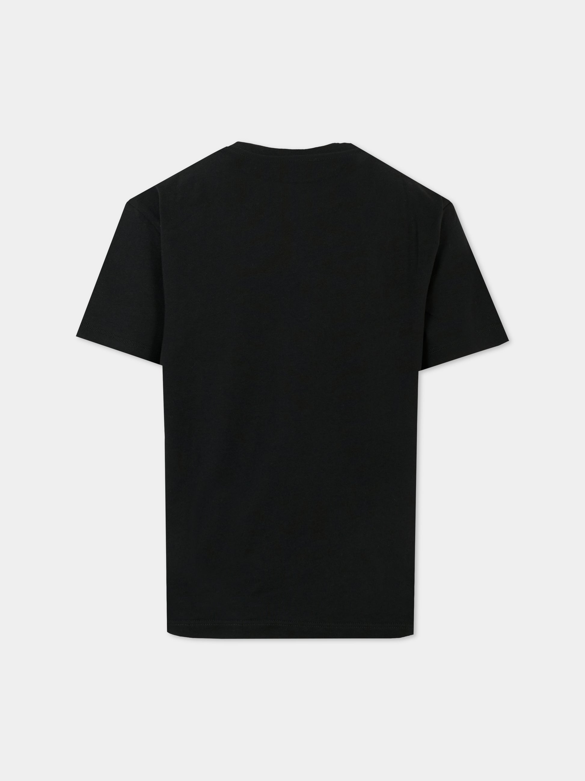 T-shirt nera per bambina con logo animalier,Msgm Kids,F5MSJBTH300 110